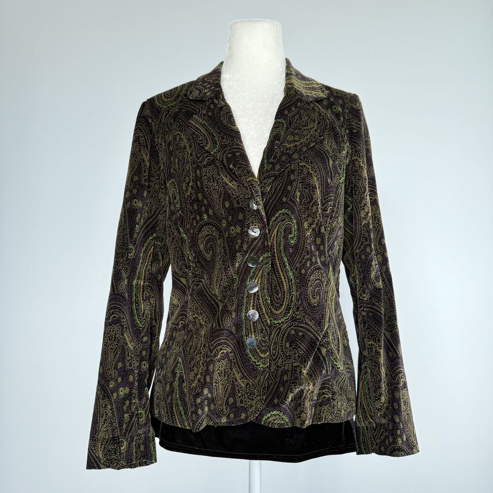 Coldwater Creek Blazer Jacket Womens Small Multicolor Paisley Velvet Tailored